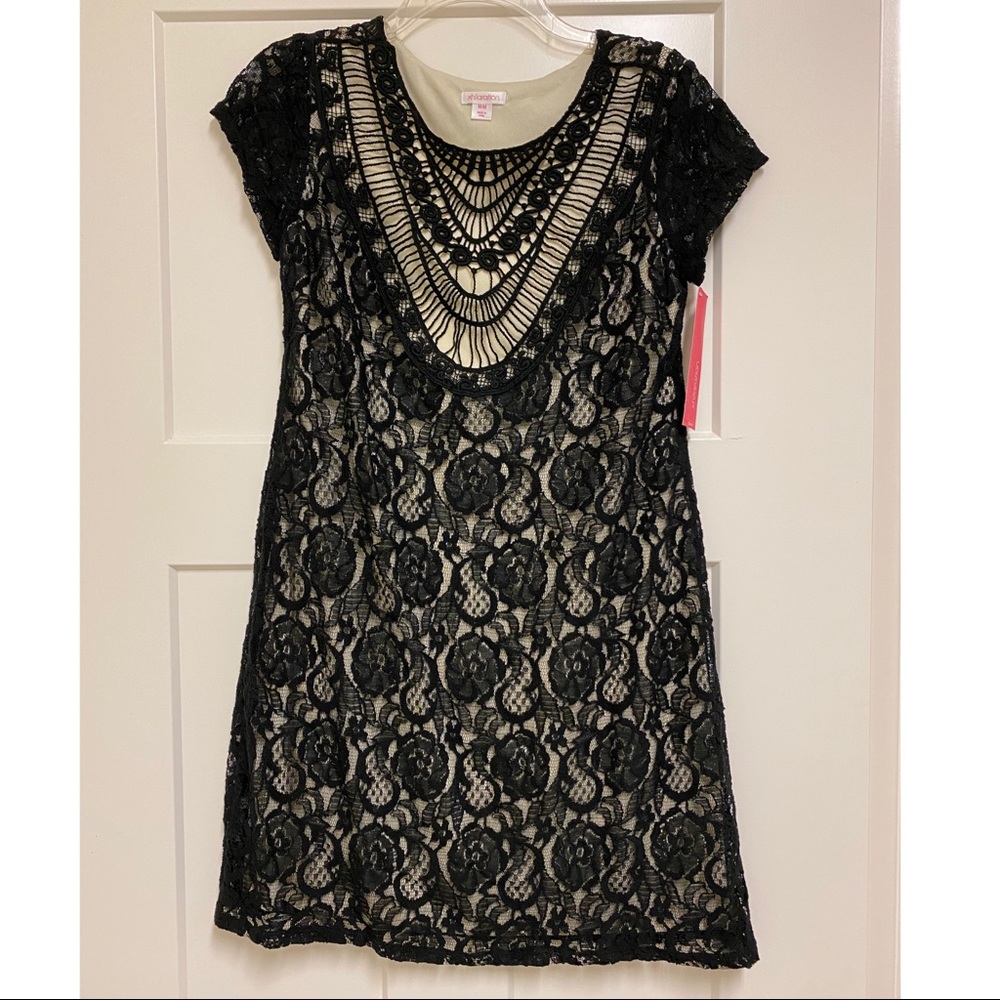 NWT Sz Medium Xhilaration Black Tan Lace Dress